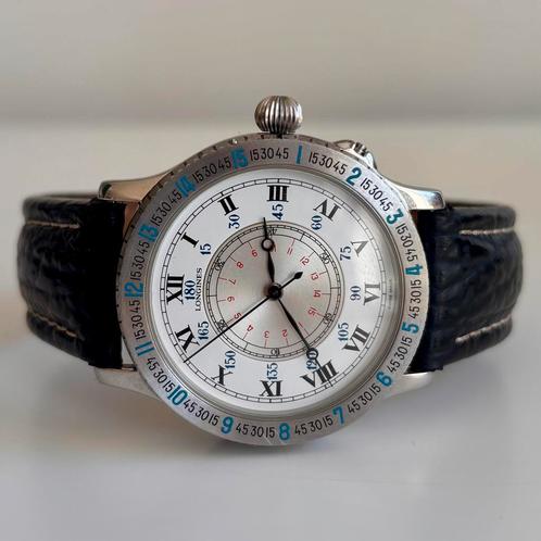 Longines Lindbergh 38mm avec boite, Handtassen en Accessoires, Horloges | Antiek, Polshorloge, Longines, Staal, Ophalen of Verzenden