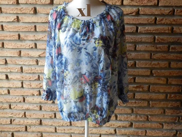 (158) - blouse femme t.XL bleue - gerry weber -, Kleding | Dames, Blouses en Tunieken, Zo goed als nieuw, Maat 42/44 (L), Blauw