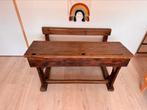 Authentieke houten schoolbank, Huis en Inrichting, Ophalen, Gebruikt, Bureau