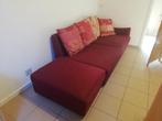 zitbank bordeau kleur - 2 zit +pouffe+kussens, Huis en Inrichting, Slaapkamer | Slaapbanken, Ophalen, Gebruikt, Tweepersoons, Overige maten
