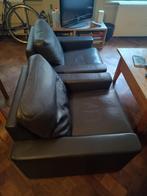 Bankstel Erpo. Zwart leder. 1x 2zit, 2x 1zit, Ophalen, 150 tot 200 cm, Tweepersoons, Zo goed als nieuw