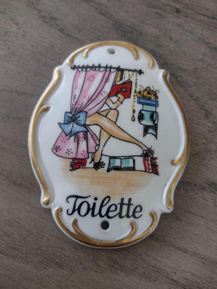 Oud deurbordje emaille toiletdeur, Antiek en Kunst, Curiosa en Brocante, Ophalen