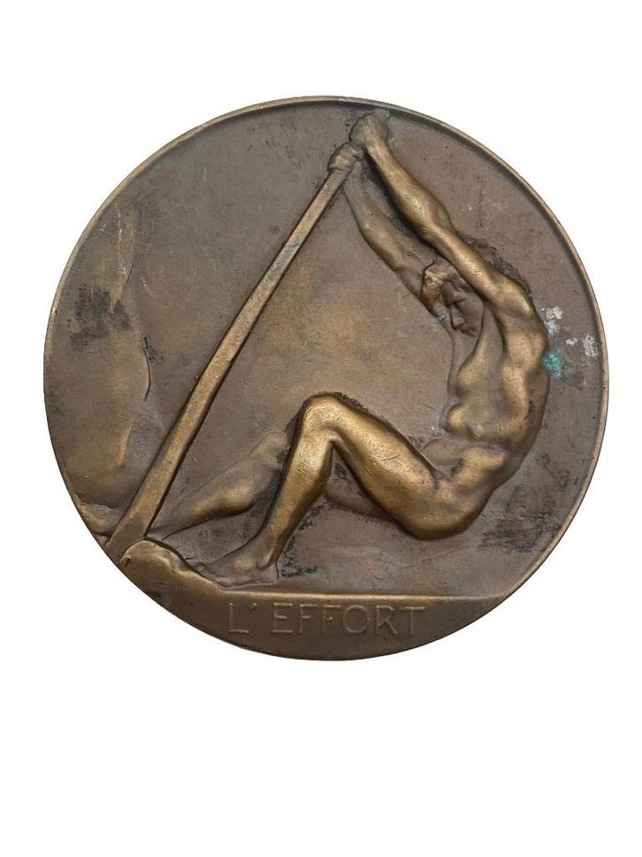 Bronzen medaille L Effort Fonson — Luik 1962 — Art Deco, Postzegels en Munten, Penningen en Medailles, Brons, Ophalen of Verzenden