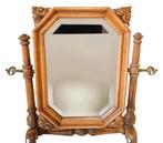 Toiletspiegel met houten standaard., Antiek en Kunst, Ophalen of Verzenden
