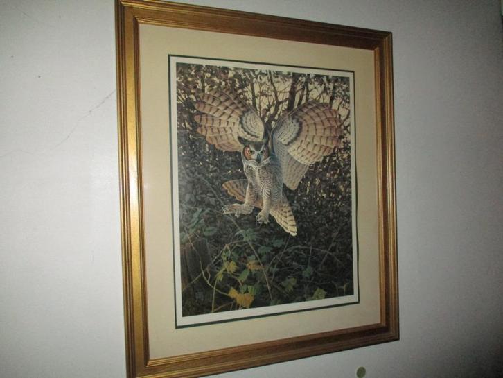 ORIGINELE  LITHOGRAFIE LEE CABLE "OEHOE -GEEST VAN DE NACHT", Antiek en Kunst, Kunst | Schilderijen | Klassiek, Ophalen of Verzenden