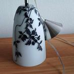 Mooie plafondlamp/verlichting mat wit glas/zwarte bladeren, Ophalen, Gebruikt, Glas