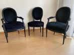 Louis XVI zwarte fauteuils, Huis en Inrichting, Fauteuils, Louis XVI, Minder dan 75 cm, Zo goed als nieuw, Hout