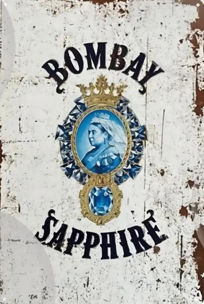 Metalen reclamebord Bombay Sapphire - retro vintage mancave, Verzamelen, Merken en Reclamevoorwerpen, Zo goed als nieuw, Reclamebord