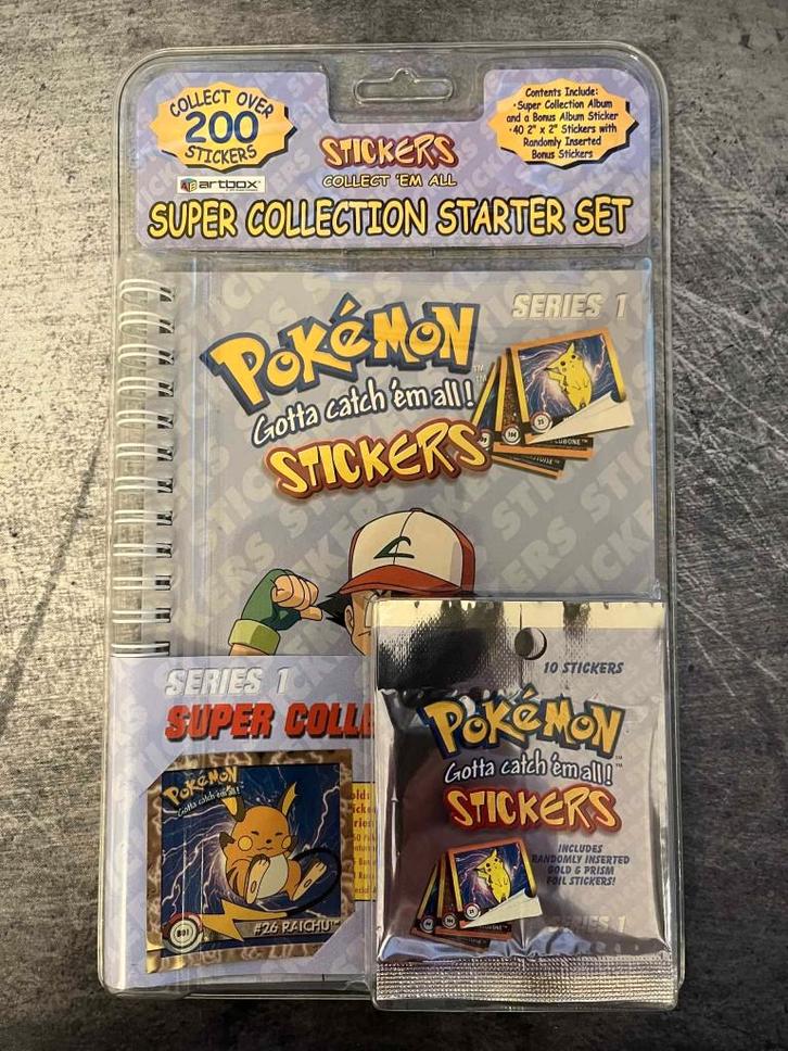 Pokemon Super Collection Starter-Set sticker Serie 1, Hobby en Vrije tijd, Verzamelkaartspellen | Pokémon, Zo goed als nieuw, Meerdere kaarten