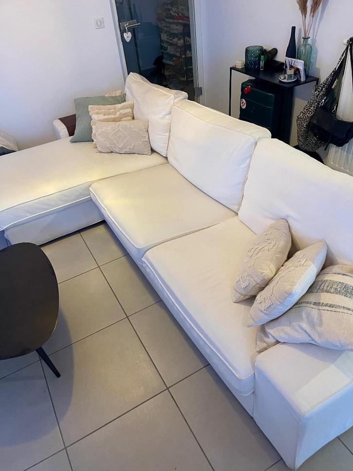 Canapé avec méridienne KIVIK IKEA blanc, Huis en Inrichting, Zetels | Zetels, Gebruikt, Hoekbank, Driepersoons, 200 tot 250 cm