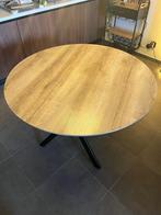 Eettafel diameter 120cm Hout met zwart metalen poten, Huis en Inrichting, Ophalen, Gebruikt, Rond, 100 tot 150 cm