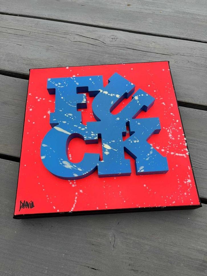 Kunstwerk van Daavid - F*CK Rose & Blue, Antiek en Kunst, Kunst | Designobjecten, Ophalen