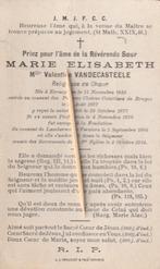 Bidprentje Zuster Vandecasteele, Envoi, Image pieuse