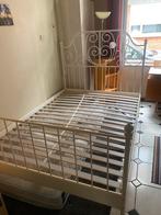 Wit metalen tweepersoonsbed, Huis en Inrichting, Slaapkamer | Bedden, Ophalen, Gebruikt, Wit, 140 cm