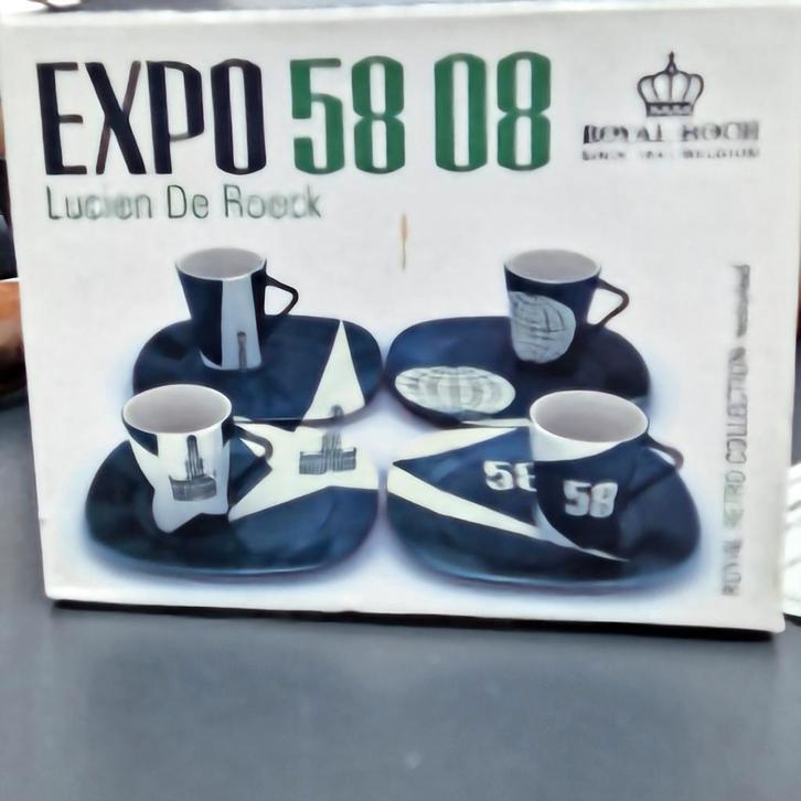 Royal Boch | Expo 58 08 | espresso kopjes | Ontwerp De Roeck, Antiek en Kunst, Kunst | Designobjecten, Ophalen