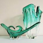 Set kunstglazen schaal + vaas, Murano-stijl, vintage design, Huis en Inrichting, Ophalen, Gebruikt, Glas, 50 tot 75 cm