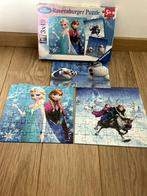 3 Puzzels Frozen 5+, Comme neuf, 10 à 50 pièces, 4 à 6 ans, Enlèvement