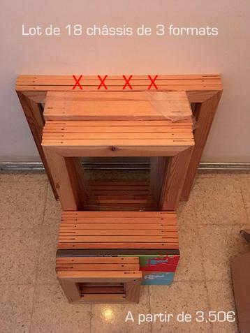 Set van 18 houten canvaslijsten (3 formaten) + sleutels beschikbaar voor biedingen