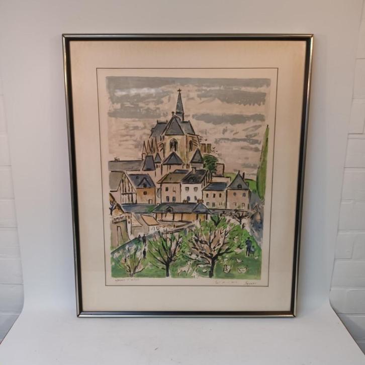 Robert Savary (1920-2000) - litho - L'eglise de Pont-de-L'Ar, Antiek en Kunst, Kunst | Litho's en Zeefdrukken, Ophalen