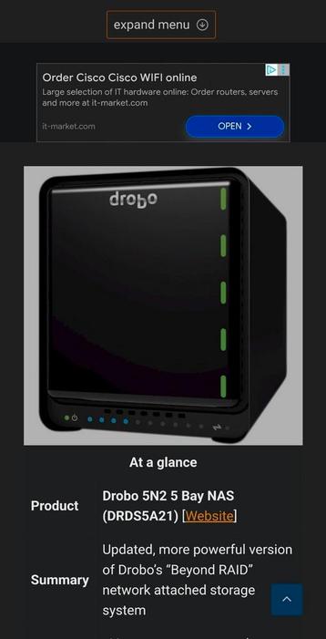 Drobo 5N2 NAS - 5 bay sata+1msata beschikbaar voor biedingen