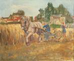 Raoul Pharasyn (1908-1991): Ploegende boer (O/D, 68 x 58 cm), Antiek en Kunst, Kunst | Schilderijen | Klassiek, Verzenden