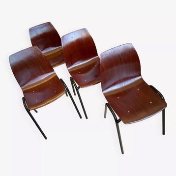 4 Pagholz Pagwood stoelen 1960 - restauratie 2025  beschikbaar voor biedingen