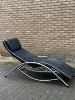 1980s Postmodern Leder Chrome Chaise Lounge, Ophalen, Gebruikt, Eenpersoons