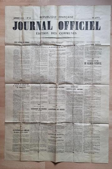 WO1/Frankrijk /Bulletin des Communes - Télégrammes officiels beschikbaar voor biedingen