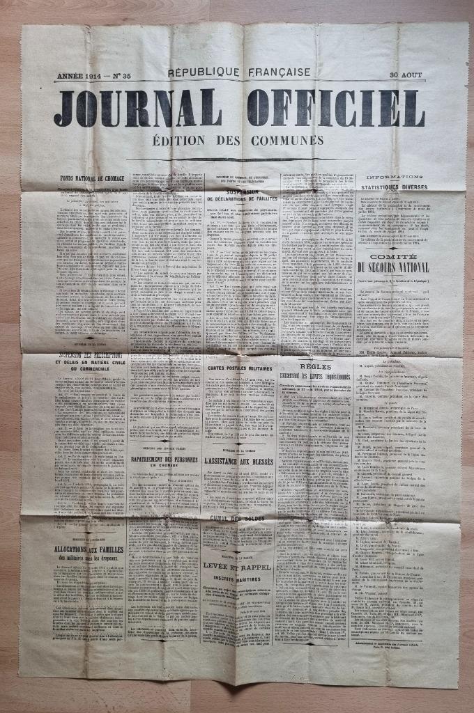WO1/Frankrijk /Bulletin des Communes - Télégrammes officiels, Verzamelen, Militaria | Algemeen, Overige soorten, Foto of Poster