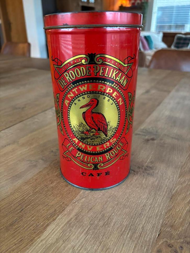Vintage Koffieblik De Roode Pelikaan Antwerpe, Verzamelen, Blikken, Zo goed als nieuw, Ophalen
