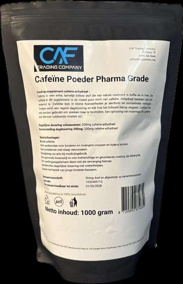 Cafeïne anhydraat poeder 1000 gram (1KG) pharma grade beschikbaar voor biedingen