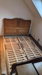 Bed, lattenbodems en nachtkastje, Huis en Inrichting, Slaapkamer | Bedden, Ophalen, Bruin, Tweepersoons, 140 cm