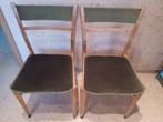 Retro 2 houten stoelen met stoffen zitting vintage, Ophalen, Huis en Inrichting