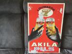 Reclamebord karton,Louwaege Akila., Verzamelen, Biermerken, Ophalen, Gebruikt, Reclamebord, Plaat of Schild