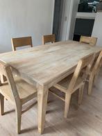 Table et 6 chaises en bois massif manguier Jardin d’Ulysse, Utilisé, Manguier massif, 6 à 8 chaises
