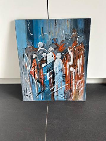 Schilderij abstract “de vergadering” beschikbaar voor biedingen