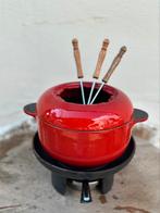 Caquelon fondue en fonte rouge ancienne, Electroménager, Fondue, Poêle à fondue, Comme neuf, Bougie chauffe-plat