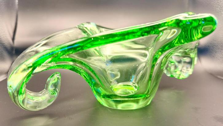 Val Saint-Lambert Kristallen Schaal Groen Belgisch Art Glass, Antiek en Kunst, Antiek | Glaswerk en Kristal, Ophalen of Verzenden