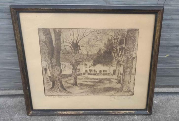 Eau forte épreuve d artiste dilbeek signe pol craps, Antiek en Kunst, Kunst | Etsen en Gravures, Ophalen of Verzenden