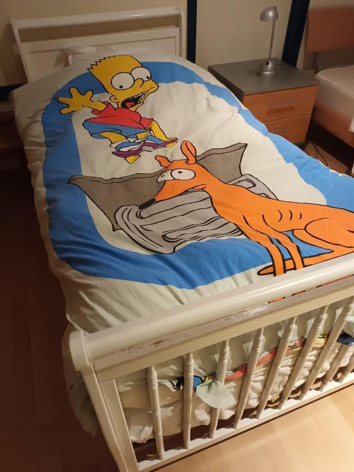 Babybed- 1-persoonsbed, Kinderen en Baby's, Kinderkamer | Bedden, Gebruikt, 180 cm of meer, 85 tot 100 cm, Matras, Ophalen