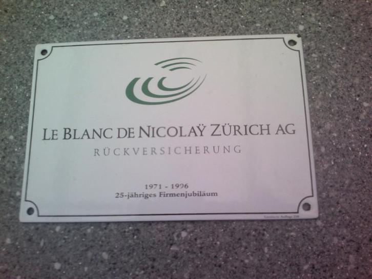 Email bordje Zurich verzekeringen., Verzamelen, Merken en Reclamevoorwerpen, Zo goed als nieuw, Reclamebord, Ophalen of Verzenden