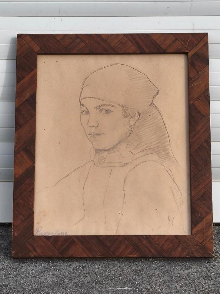 Dessin hiercheuse signe Armand rassenfosse, Antiquités & Art, Art | Dessins & Photographie, Enlèvement ou Envoi