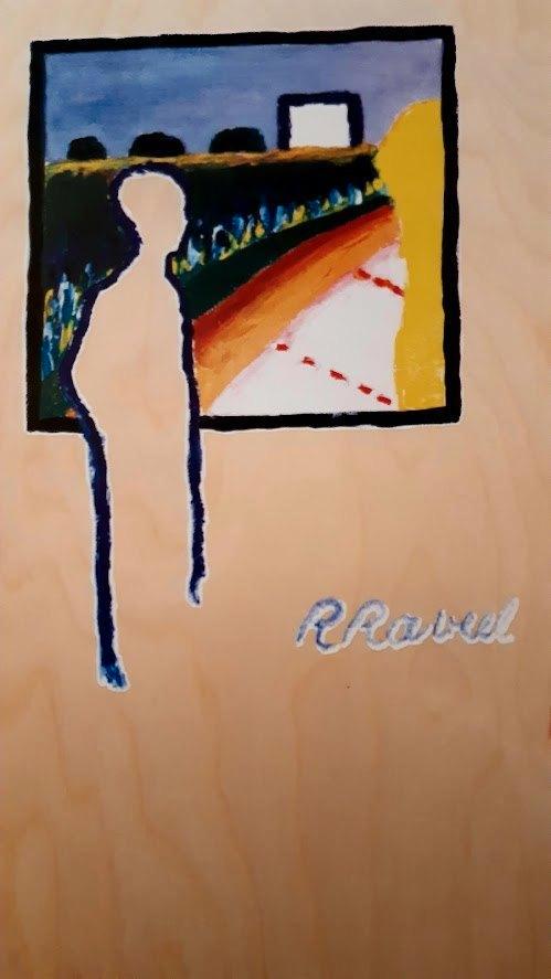 Kist met zes flessen wijn met etiketten van Raveel.  2006 -7, Collections, Vins, Pleine, Enlèvement