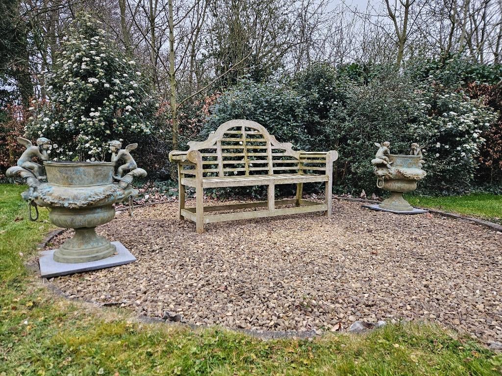 2 BRONZEN GROTE TUINVAZEN / ENGELEN TOPSTUKKEN GROTE VERSIE!, Tuin en Terras, Tuinvazen, Ophalen of Verzenden, Zo goed als nieuw