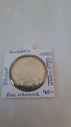 Zweden 200 kronor 1983 AG ZELDZAAM PROOF geres  mat, Ophalen of Verzenden