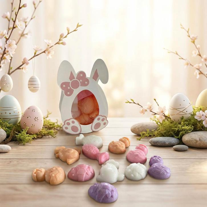 Bougies Fondants Bio parfumées dans sa boite lapin, Diversen, Pasen, Nieuw, Ophalen of Verzenden