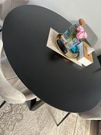 Eettafel rond zwart met stoelen, Ophalen, Zo goed als nieuw, Rond