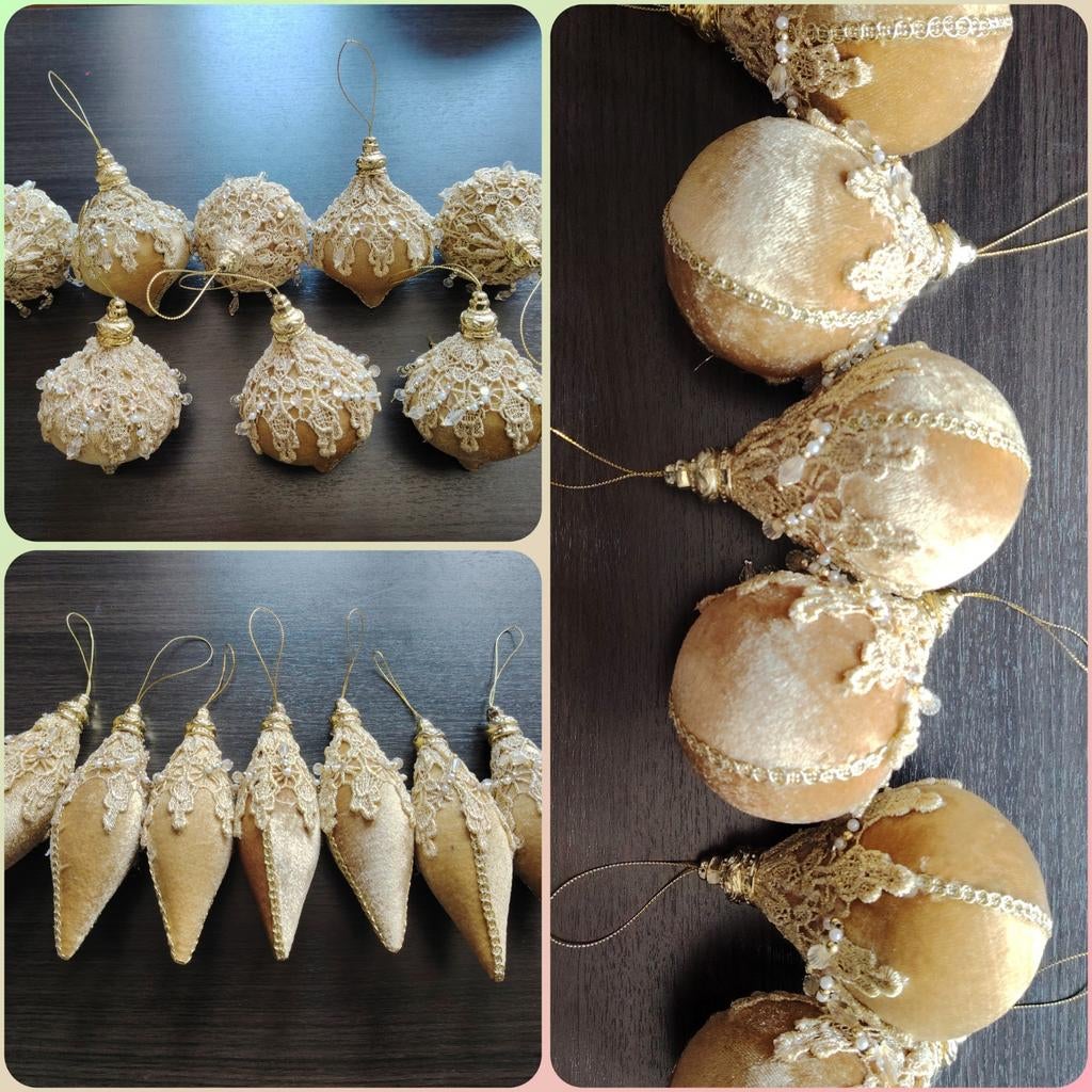 Boules de décorations vintage avec ficelles, Enlèvement