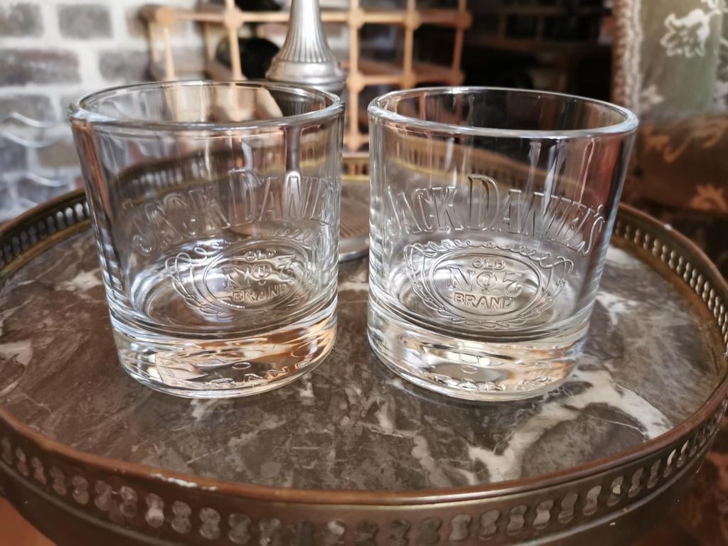 2x luxe Jack Daniel’s Old No. 7 Brand glas met bodemlogo, Ophalen of Verzenden, Nieuw, Borrel- of Shotglas