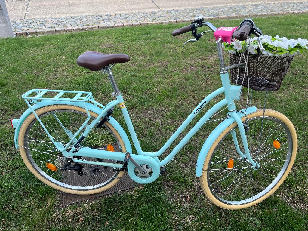 Damesfiets elops 520, Fietsen en Brommers, 53 tot 56 cm, Velgrem, Versnellingen, Zo goed als nieuw